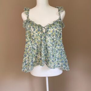 Wild Fable XL Baby Doll Y2K Coquette Festival Top Floral Cottagecore Tie Front